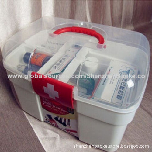 Home first aid kit boxes, made of PP, with carry handle